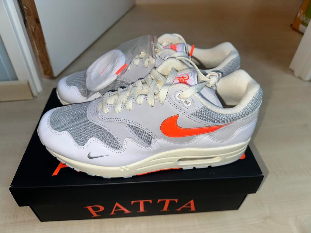 Nike Air Max 1 “Patta wave white crimson” Maat 44, Ophalen of Verzenden, Nieuw, Wit