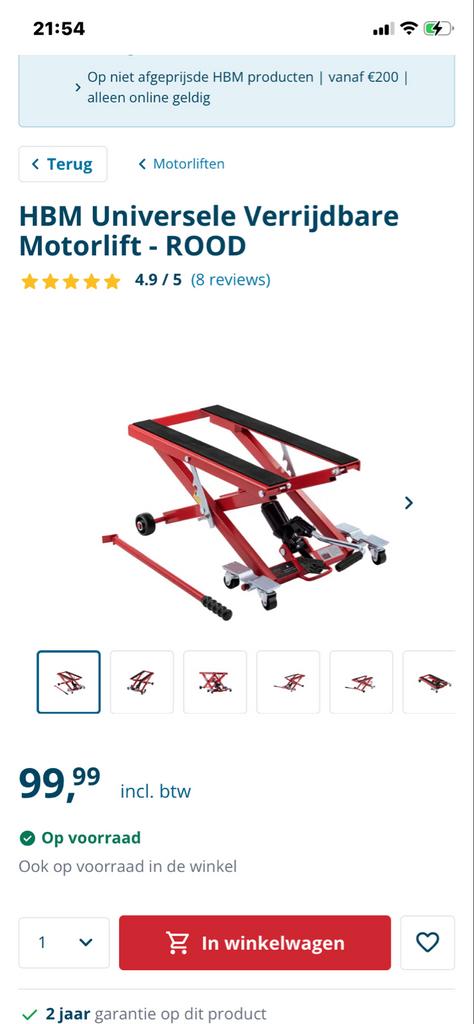 HBM Universele Verrijdbare Motorlift - ROOD, Ophalen of Verzenden, Gebruikt