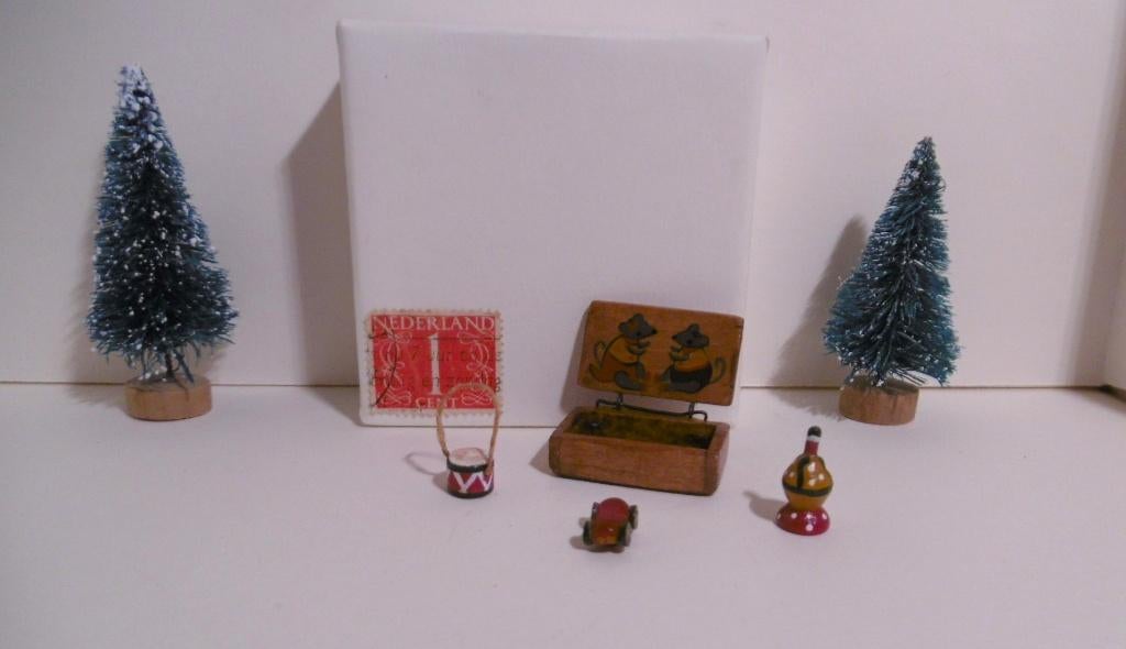 Oud houten speelgoed kist tol muis maileg poppenhuis mini., Verzenden, Poppenhuis