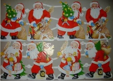 Acht Kerstmannen oude poezieplaatjes 3144, Verzenden