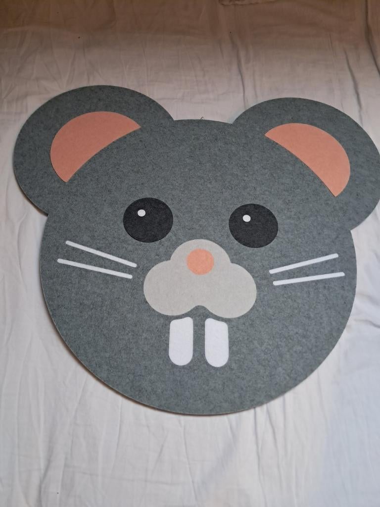 Leuke vilten muis wanddecoratie voor kinderkamer, Ophalen of Verzenden, Nieuw, Wanddecoratie
