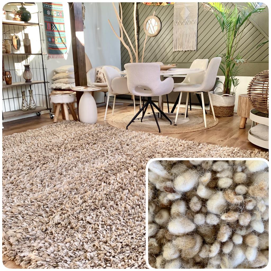 Berber hoogpolig - wol melange xxl vloerkleed - fotoshoot, Ophalen, Bruin, 200 cm of meer, Zo goed als nieuw