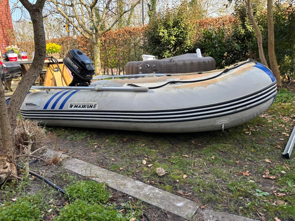 Rubberboot met alluminium vloer en een 5 pk motor., Aluminium, Gebruikt, Benzine, Minder dan 70 pk