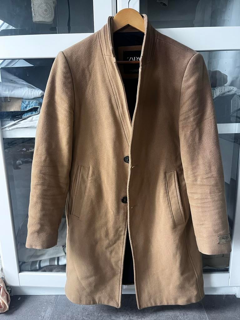 Zara heren mantel maat M in goede staat, Ophalen of Verzenden, Zo goed als nieuw, Maat 48/50 (M), Beige