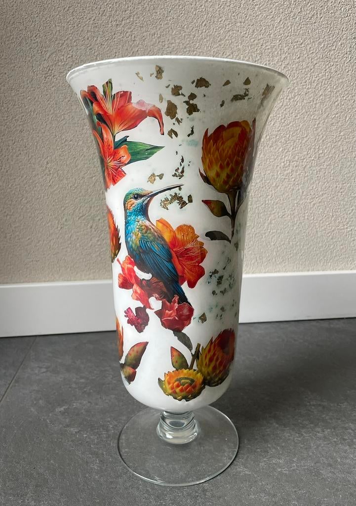 Decoupage vaas, Ophalen, Overige kleuren, Minder dan 50 cm, Glas
