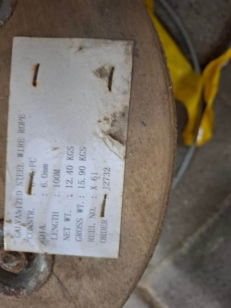 Gegalvaniseerde staalkabel 6mm x 70m, Ophalen of Verzenden, Nieuw, 250 mm of meer, Overige typen