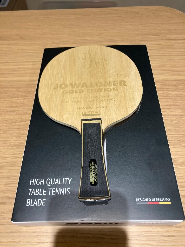 Tafeltennis houtje Donic JO Waldner Gold Edition, Sport en Fitness, Tafeltennis, Ophalen of Verzenden, Zo goed als nieuw, Net, Batje(s) of Balletje(s)