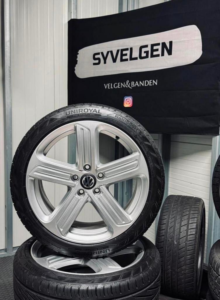 ✅ 18” VW Golf Cadiz Velgen 5x112 + Zomerbanden, Topstaat!, Ophalen, 18 inch, 215 mm, Banden en Velgen