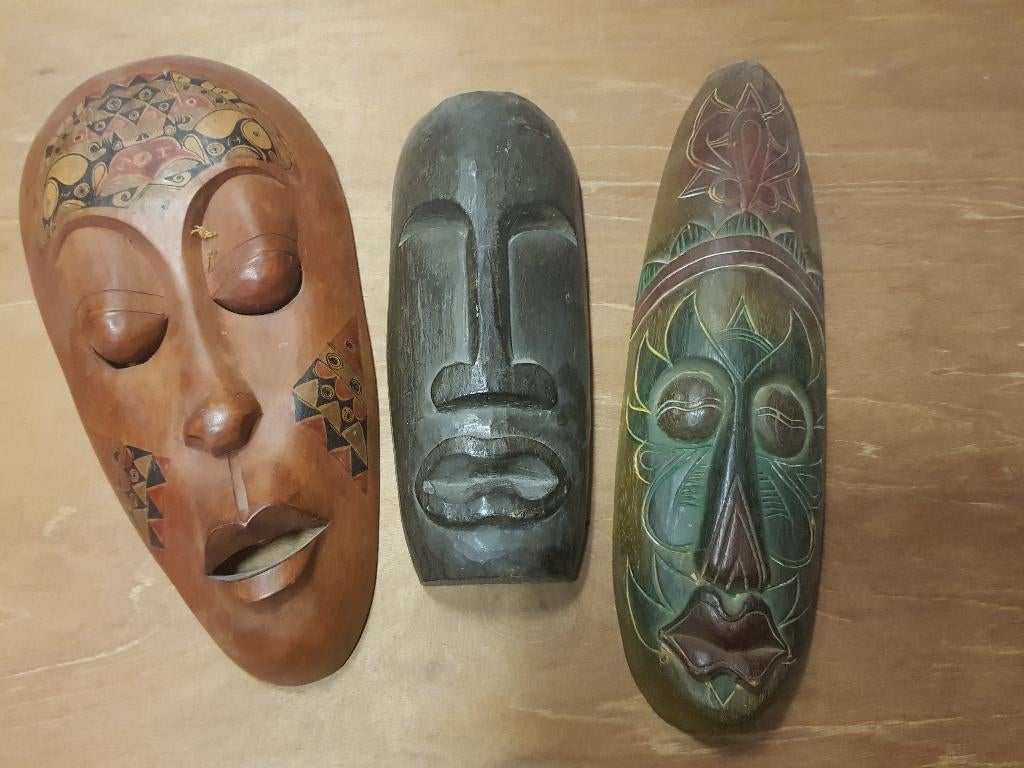 Afrikaanse Maskers (3 stuks), Antiek en Kunst, Ophalen