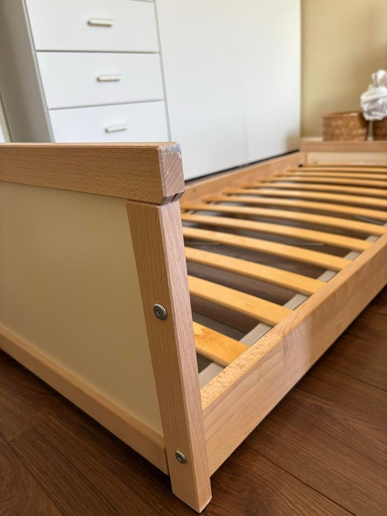 IKEA SNIGLAR Montessori bedframe met lattenbodem, beuken, Ophalen, Gebruikt, Beige, Overige maten
