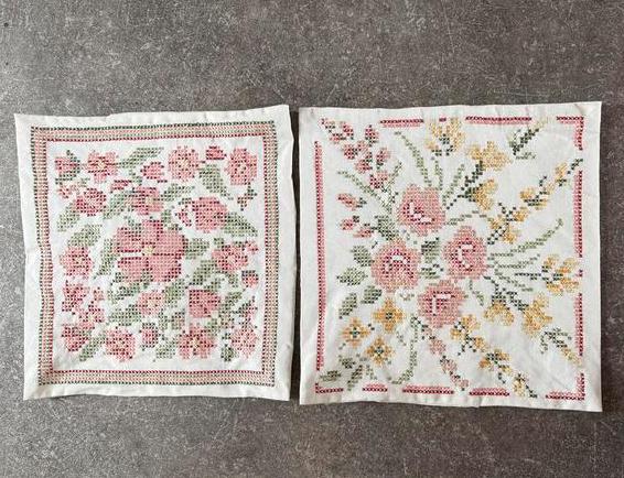 Geborduurde kussenslopen bloemen, Hobby en Vrije tijd, Ophalen of Verzenden, Overige typen