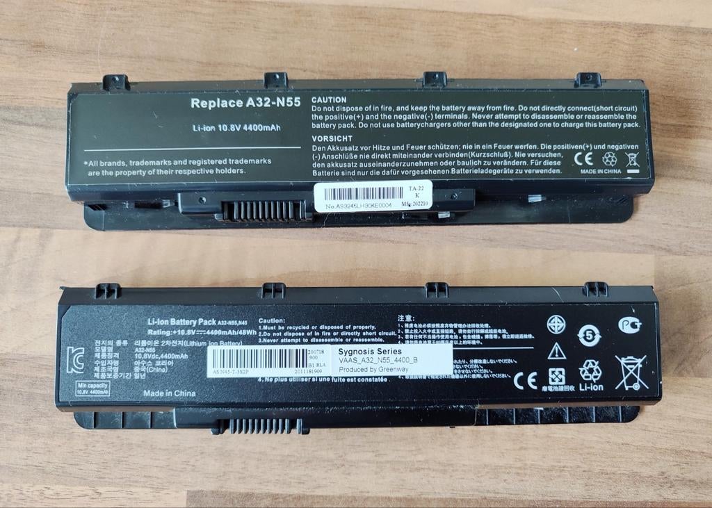 Laptop accu's A32-N55 10.8V 4400 mAh - Verzenden of afhalen, Ophalen, Zo goed als nieuw