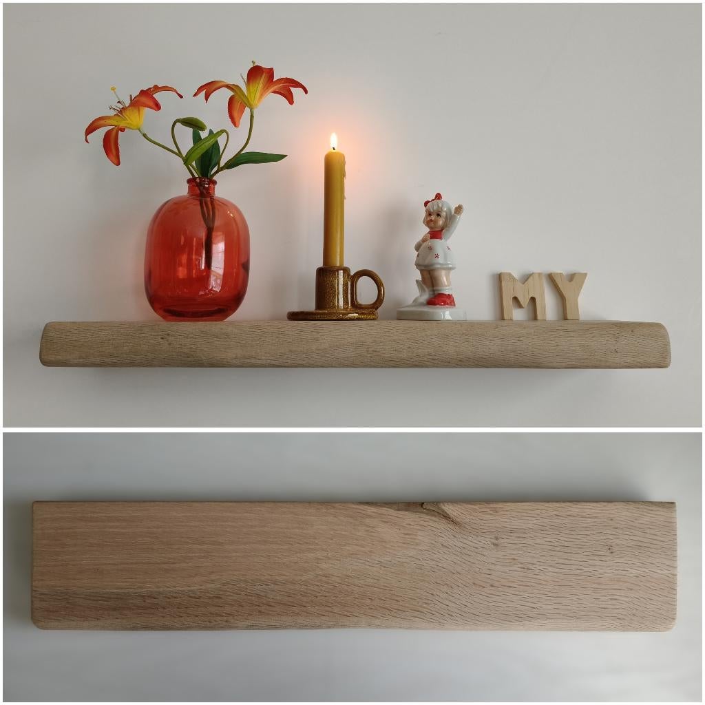 Zwevende wandplank eiken decoratief schap 54cm #244, Houtatelier M.Y., Info@myhoutatelier.nl, Nieuw, Ophalen of Verzenden