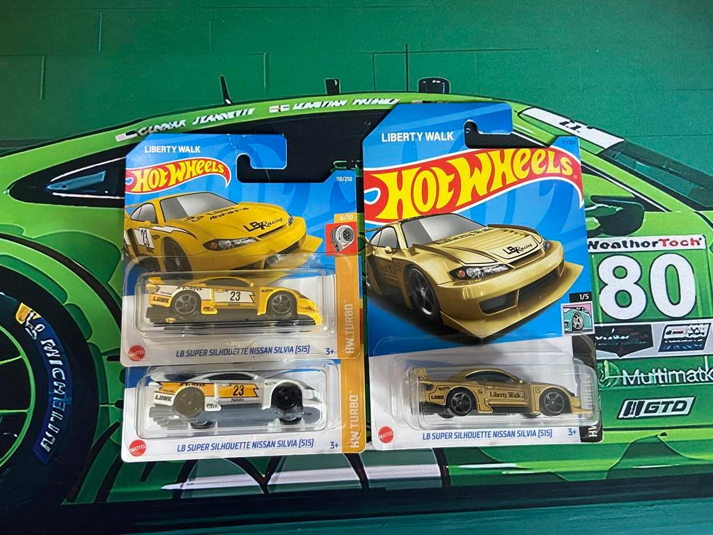 3x hotwheel nissan silvia s15 lbwk, Ophalen of Verzenden, Auto