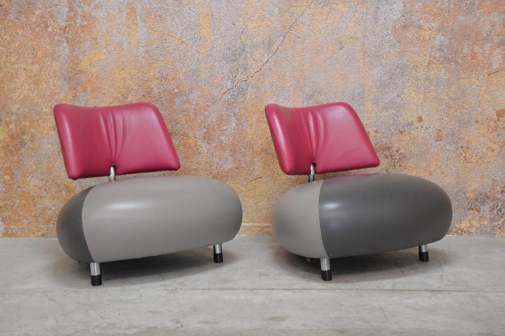 Als NIEUW! 2 leren Leolux Pallone design fauteuils, Leolux, Leolux, 75 tot 100 cm, Ophalen of Verzenden