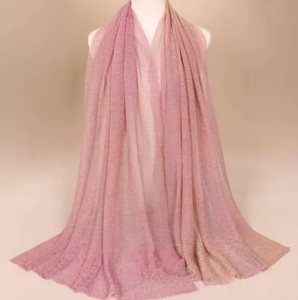 Roze hijab sjaal met glinstering, Kleding | Dames, Ophalen of Verzenden, Nieuw, Maat 46/48 (XL) of groter, Sjaal