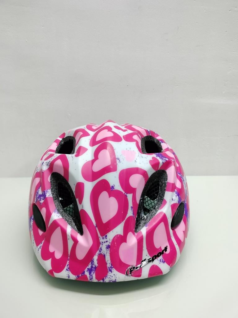 Fietshelm roze met hartjes meisje Polisport maat 52-56, Ophalen of Verzenden, Gebruikt, Meisje, Polisport