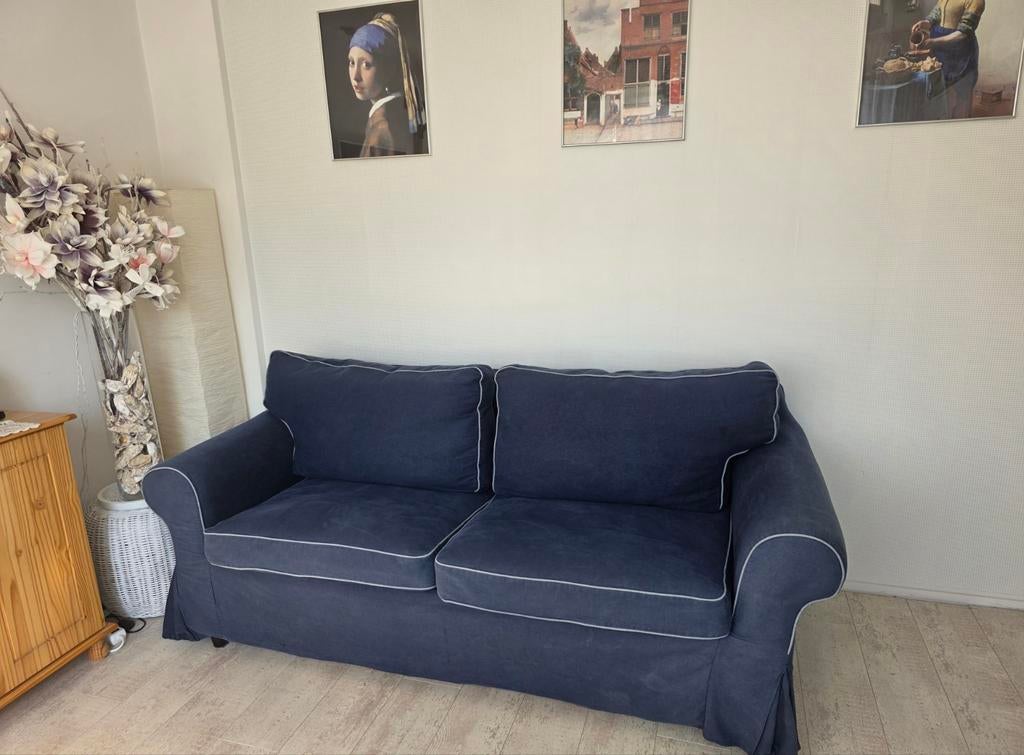 IKEA Ektorp slaapbank - Zeer goede staat, Ophalen, Blauw, Tweepersoons, Zo goed als nieuw