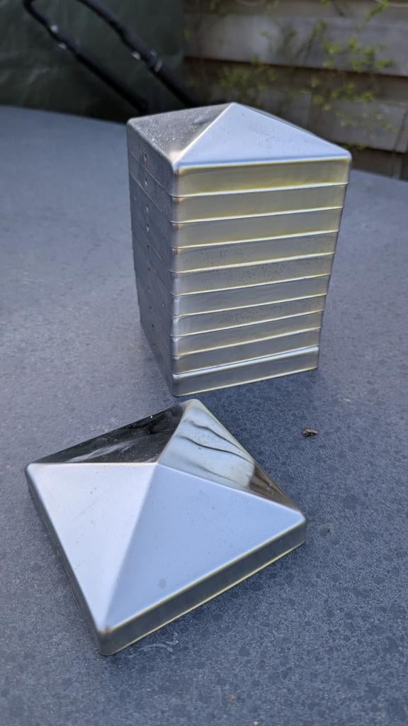 11x RVS paalkap paalhoed paalkappen 12 x 12 cm, Ophalen of Verzenden, Zo goed als nieuw, Overige materialen