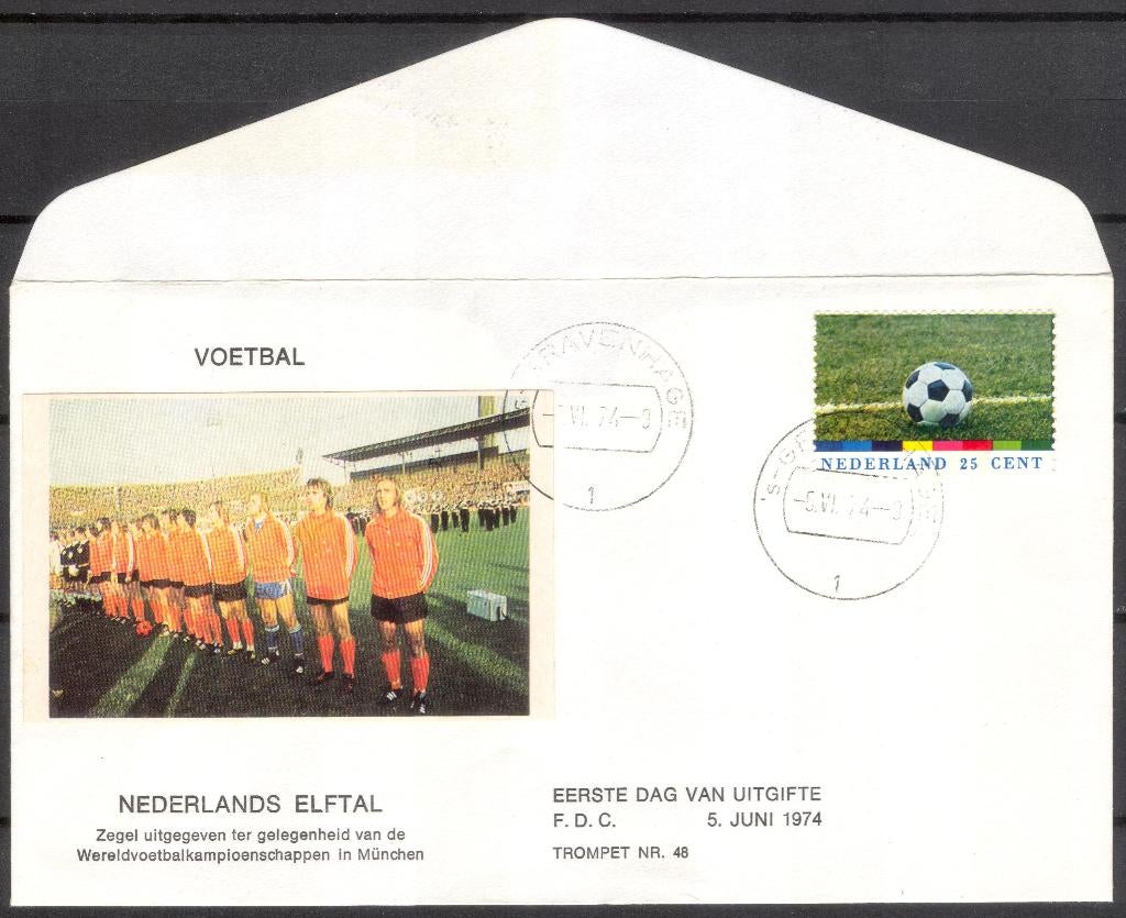 WK voetbal 1974 - foto Nederlands Elftal, Verzenden, Envelop