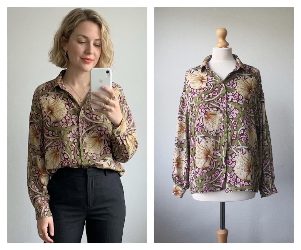 H&M x Morris & Co - mooie bladeren print - groen - maat 38, Kleding | Dames, Maat 38/40 (M), Verzenden, Zo goed als nieuw, H&M x Morris & Co