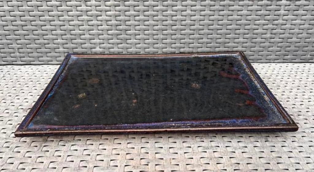 Bonsai onderzetter blauw geglazuurd aardewerk 35,222,32,4, Ophalen of Verzenden, Zo goed als nieuw, Aardewerk, Rechthoekig