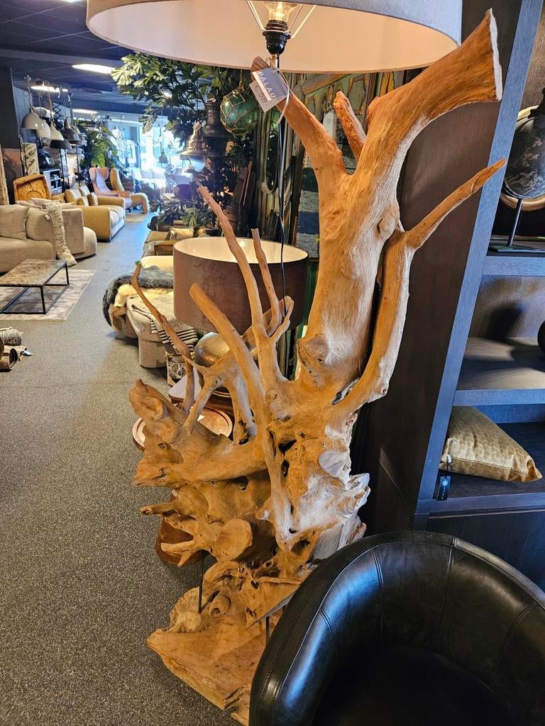 Vloerlamp teak oud hout uniek xxl, Ophalen of Verzenden, Hout