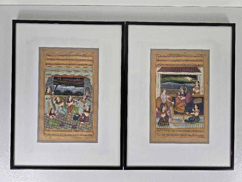 Miniatuurschildering Mogul hofscènes, India, 18e/19e eeuw, Ophalen of Verzenden