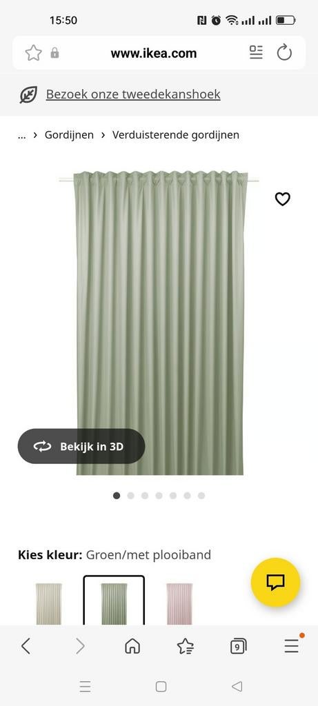 Ikea Bengta Verduisterende Gordijnen Groen - 2 Stuks Nieuw, Huis en Inrichting, Stoffering | Gordijnen en Lamellen, Nieuw, 200 cm of meer