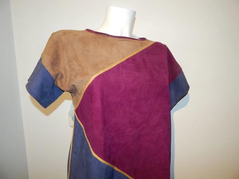 Escada designer vintage suede top kleur vlakken M, Kleding | Dames, Maat 38/40 (M), Overige kleuren, Verzenden, Escada