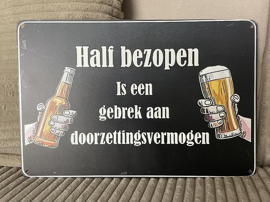 Half bezopen metalen tekstbord (Old Look), Www.pand50.nl, Nieuw, Ophalen of Verzenden, Printer29BCoevorden