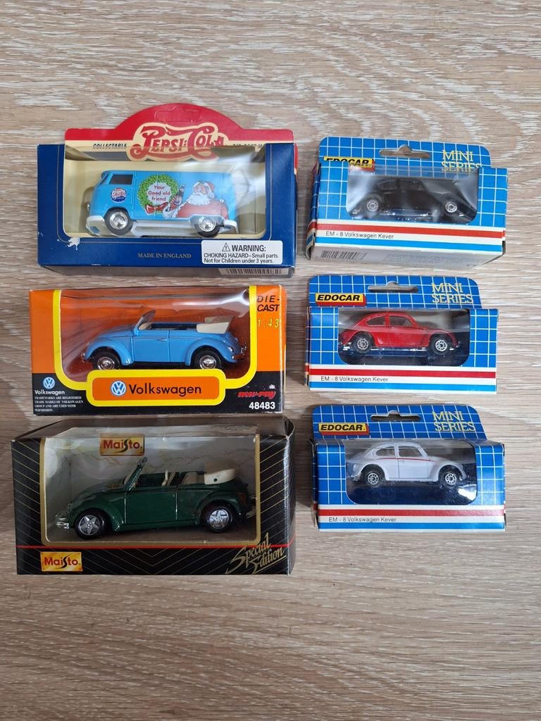 6 VW modelauto's, 5 kevers en 1 Pepsi combi, Overige merken, Auto, Onbekend, Ophalen of Verzenden
