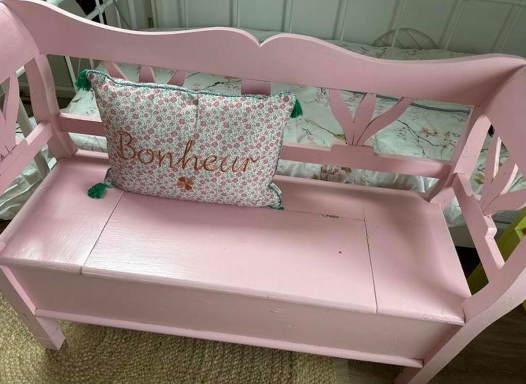 Roze klepbank voor kinder- of slaapkamer, Ophalen, Gebruikt, Overige kleuren, Hout
