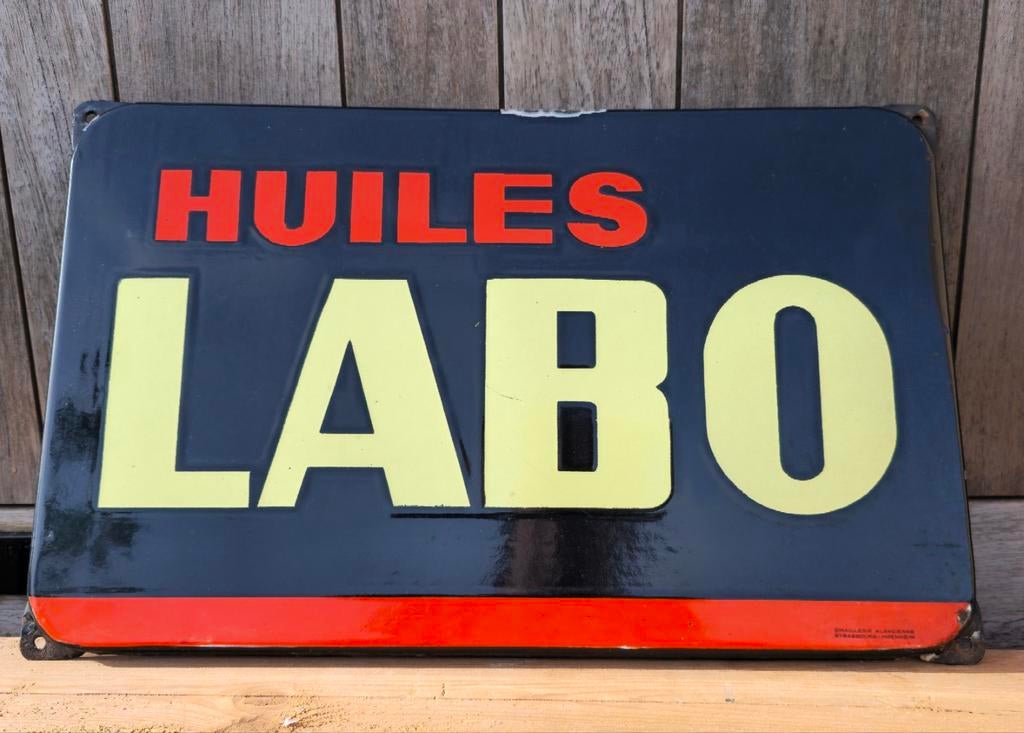 Emaille bord Labo, Verzamelen, Ophalen, Gebruikt, Reclamebord