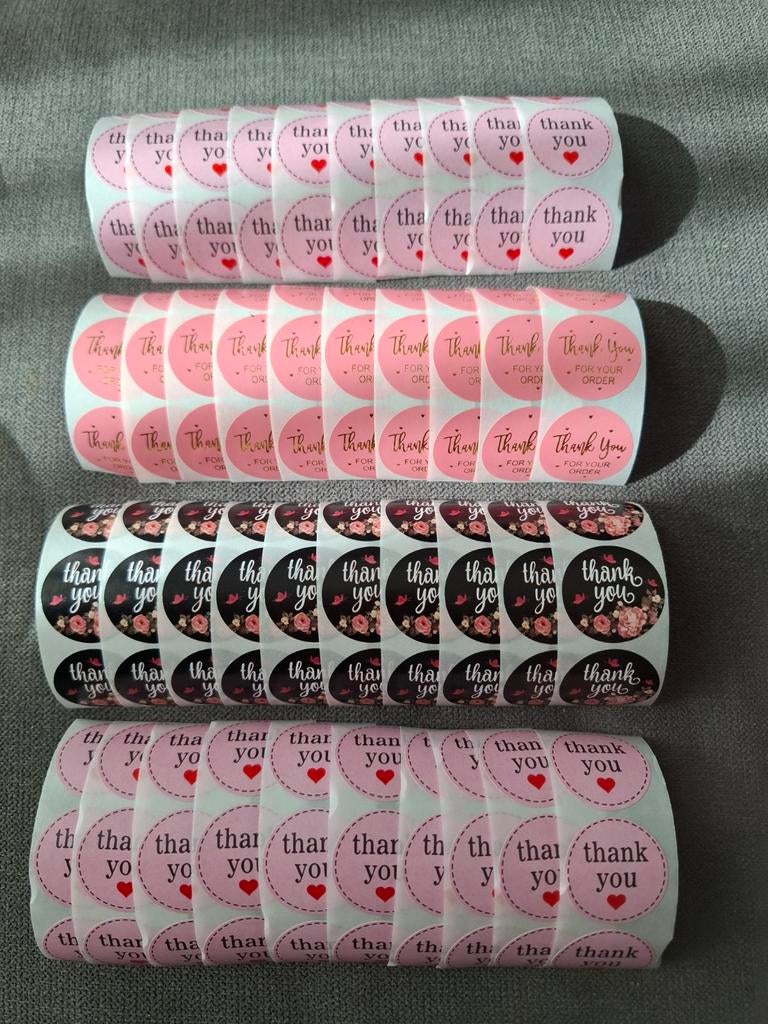 120 stuks stickers thankyou sluitstickers roze zwart partij, Hobby en Vrije tijd, Stickers en Plaatjes, Ophalen of Verzenden, Nieuw