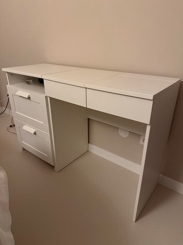 Witte make-up tafel en lade blok ikea brimnes, Huis en Inrichting, Ophalen, 100 tot 150 cm, Zo goed als nieuw, Minder dan 100 cm