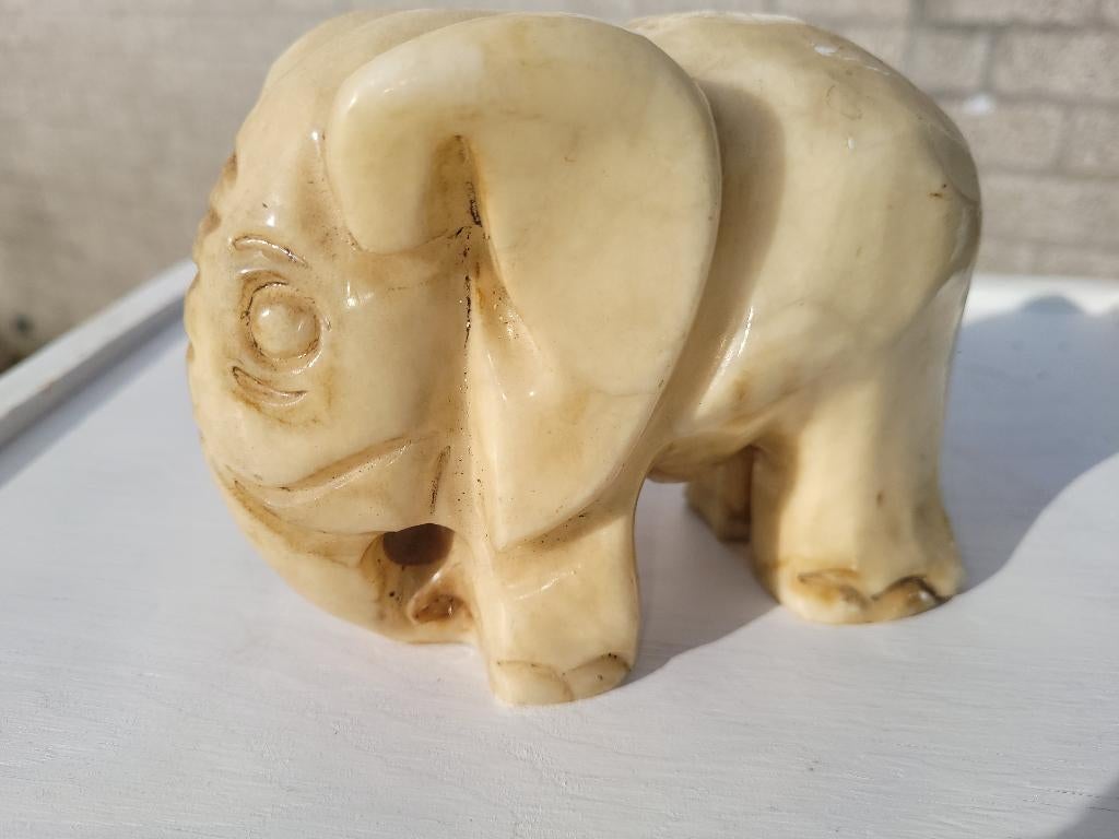 antiek vintage zware massief marmer olifant beeld, Ophalen of Verzenden, Zo goed als nieuw, Mens