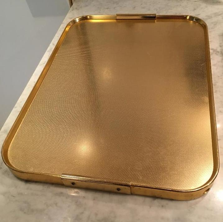 Vintage Kaymet Dienblad / Trolley Trey in Goudkleur / Gold, Ophalen, Gebruikt, Rechthoekig, Metaal