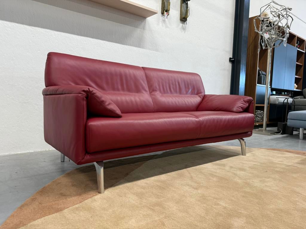 Als nieuw Leolux Bora Balanza 2,5 zits Bank Senso Granata, Leolux, Tweepersoons, 75 tot 100 cm, Ophalen of Verzenden