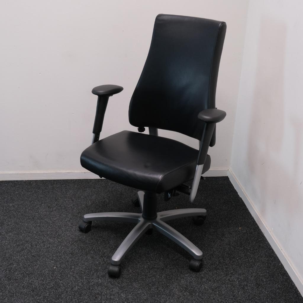 BMA Axia, Pro Max, Bureaustoel, Zwart leer, Hoge rug, Leder,, Gebruikt, -, Zwart, -