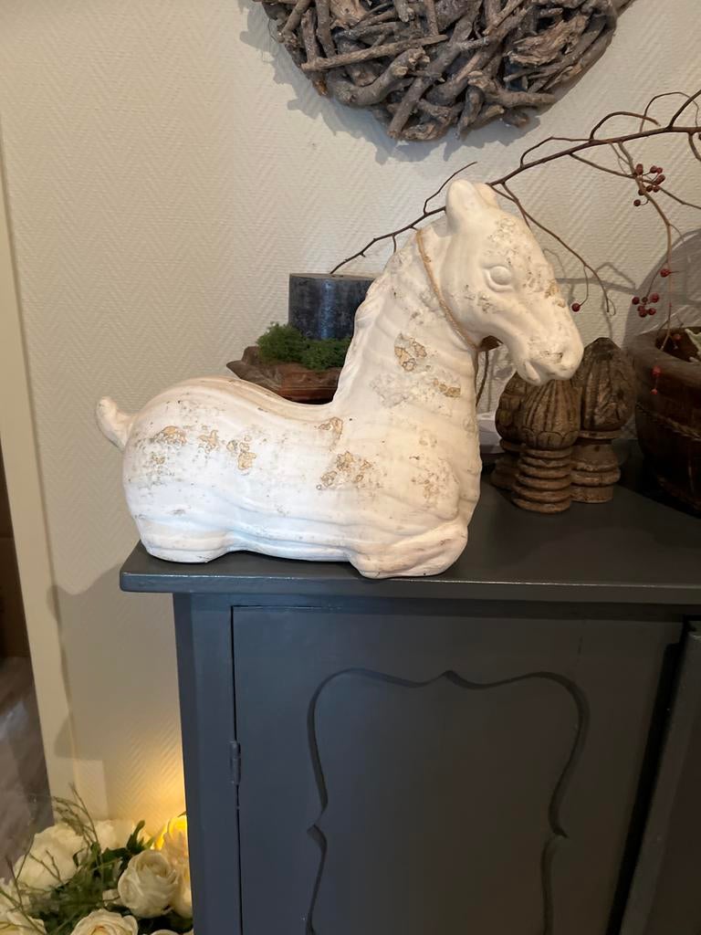 Decoratief paard beeldje wit, Gebruikt, Ophalen of Verzenden, Landelijk, Wit