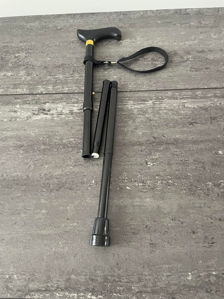 Wandelstok zwart inklapbaar met koord, Diversen, Wandelstokken, Ophalen