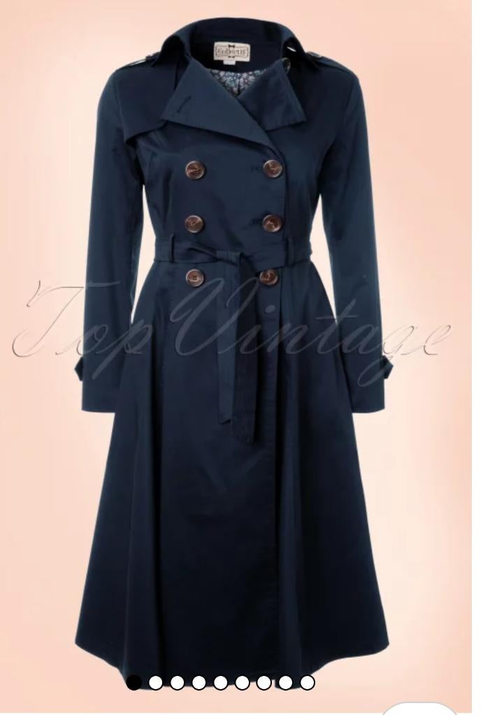 Trenchcoat Vintage, Kleding | Dames, Jassen | Zomer, Ophalen of Verzenden, Gedragen, Maat 34 (XS) of kleiner, Blauw