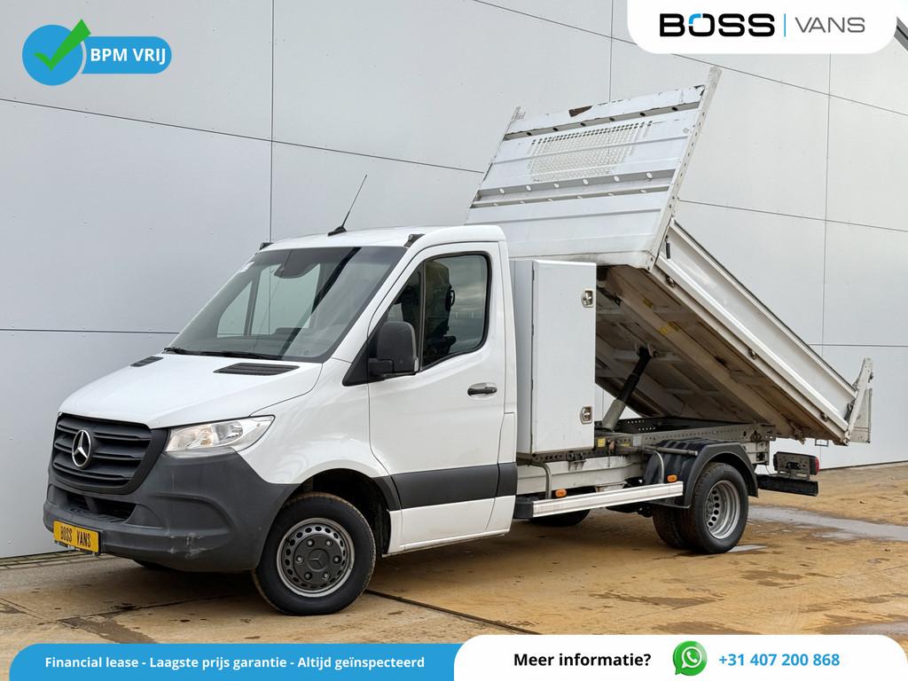 Mercedes-Benz Sprinter 514 2.2 CDI Automaat Kipper Dubbelluc, Auto's, Bestelauto's, Gebruikt, Zwart, Wit, Mercedes-Benz