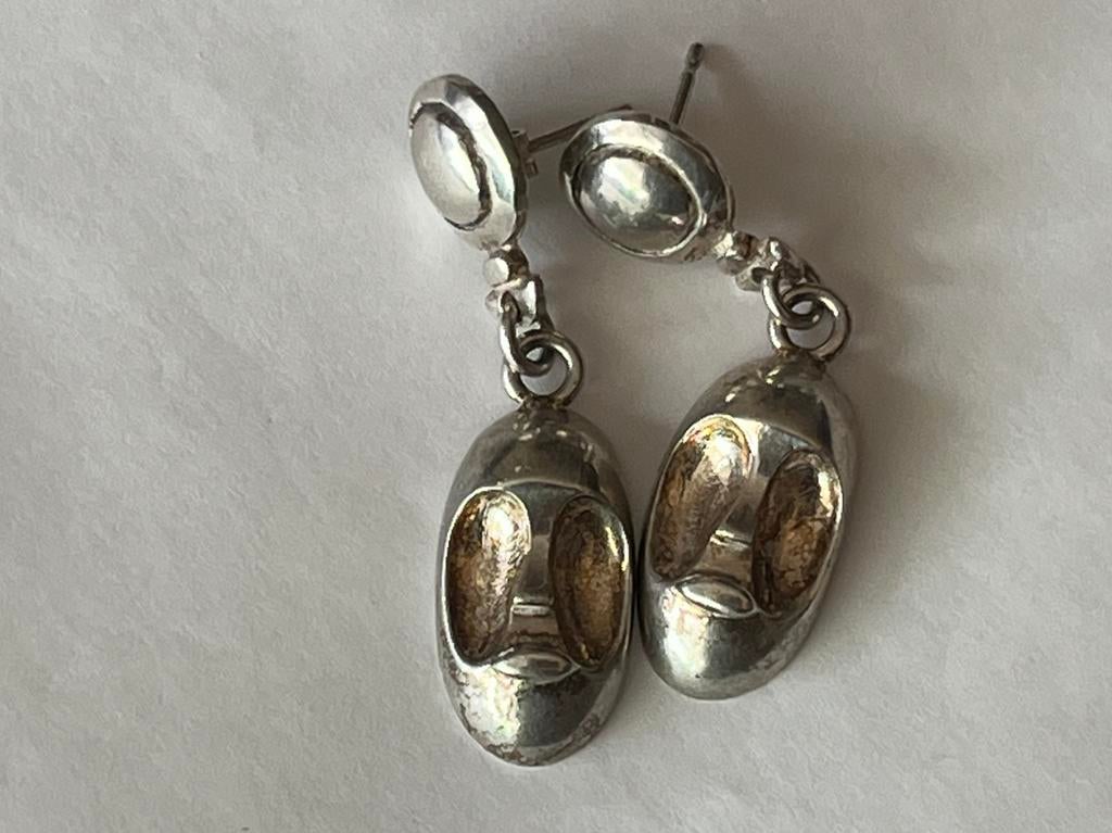 Zilveren oorbellen Masker, Verzenden, Zo goed als nieuw, Zilver