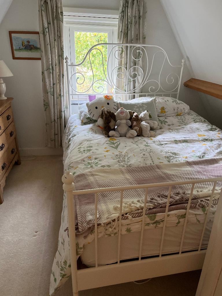 Ikea Bed - twee persoons wit metaal, Ophalen, Wit, Tweepersoons, 140 cm