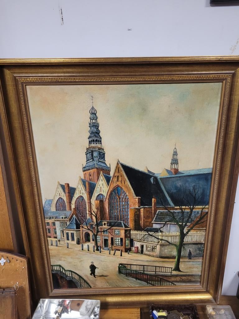 Olieverf schilderij Grote kerk Amsterdam 1945, Ophalen