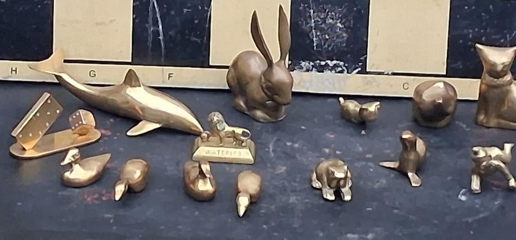 Messing figuurtjes. Ca 1970. 14 stuks., Verzamelen, Beelden en Beeldjes, Ophalen, Dier