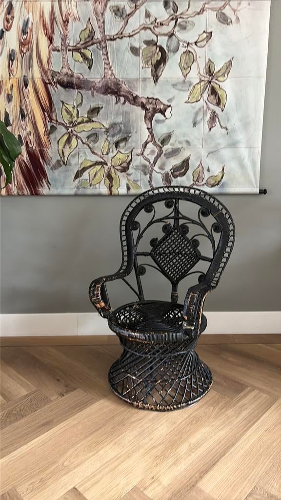 Vintage pauwenstoel rotan, Ophalen, Gebruikt, Stoel(en)