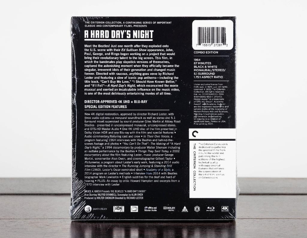 A Hard Day's Night 4K UHD + Blu-Ray (US Import) Criterion, -, -, Ophalen of Verzenden, Humor en Cabaret